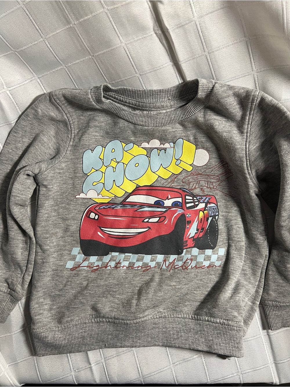 Disney Gray Sweatshirt with Red Lightning McQueen Graphic